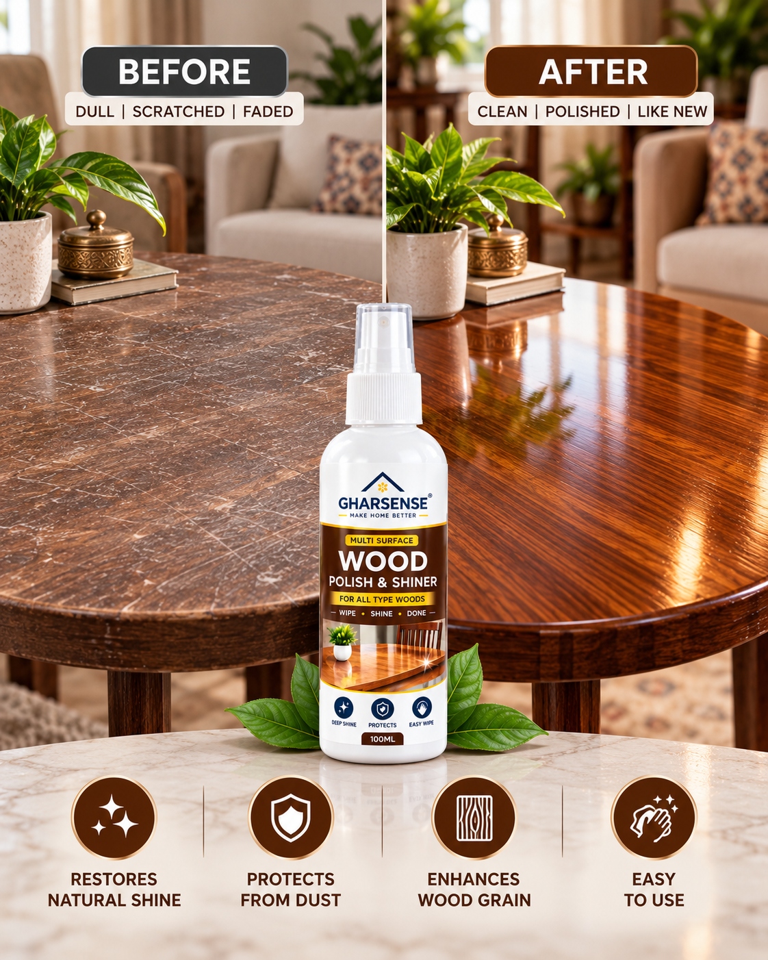 LakdiChamak — Wood Polish & Shiner Spray, 100 ml