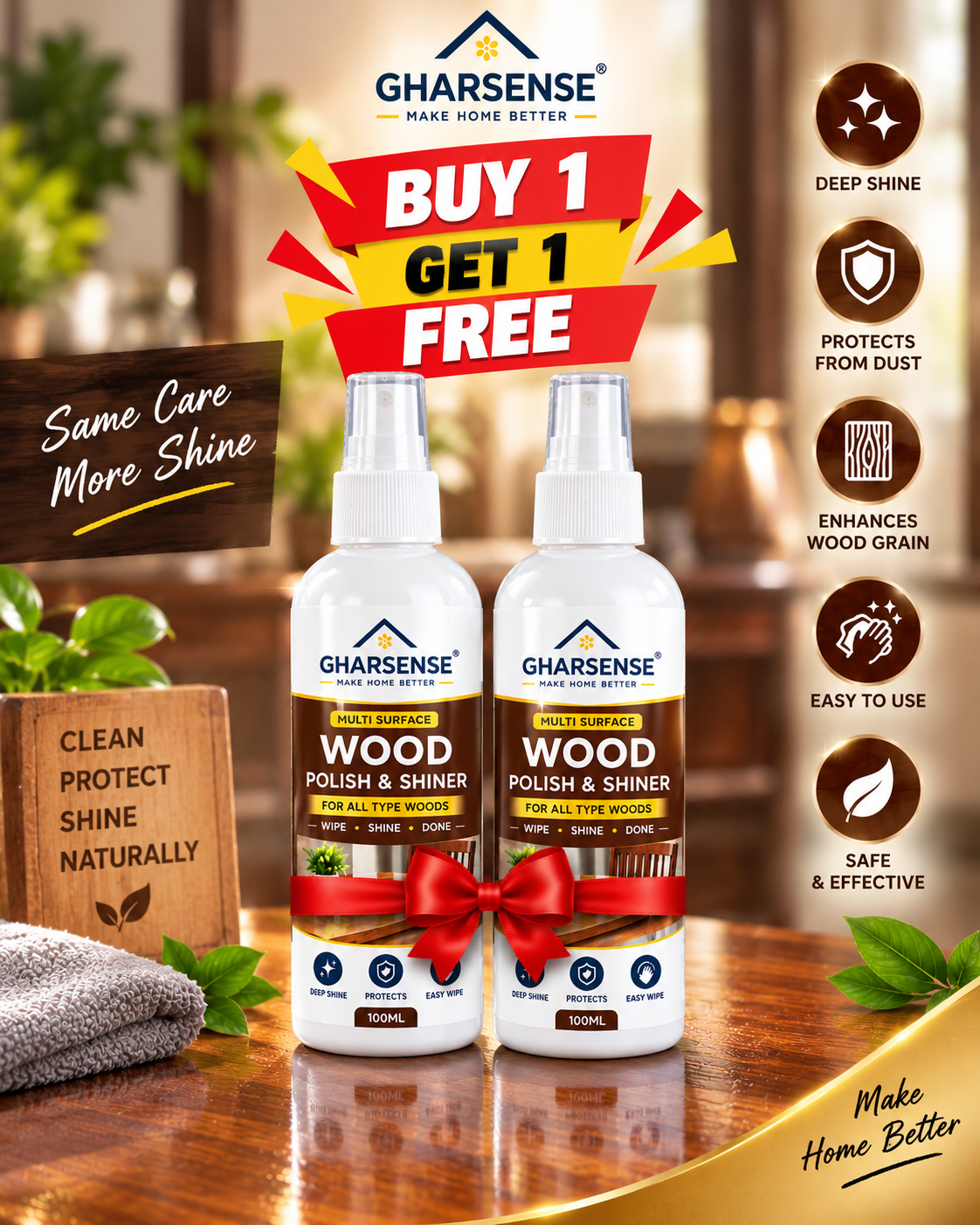 LakdiChamak — Wood Polish & Shiner Spray, 100 ml