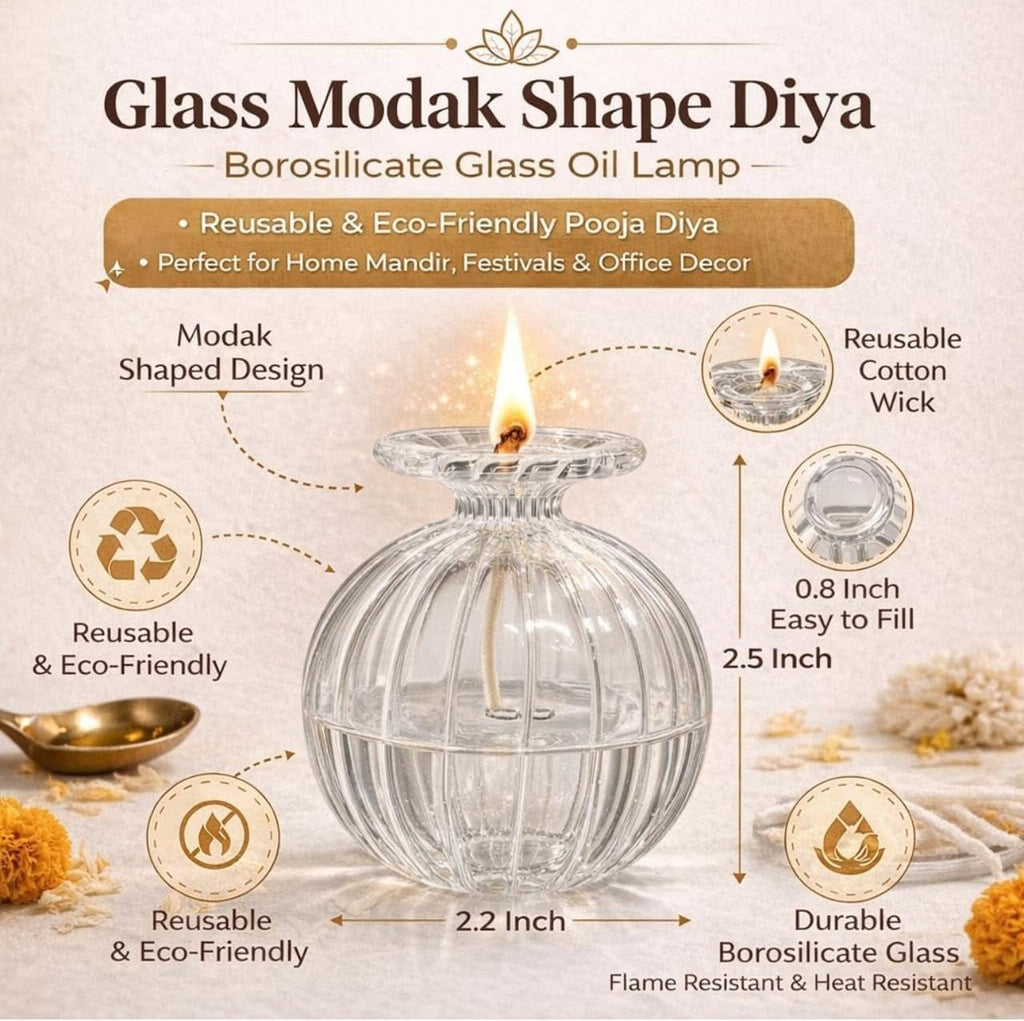 ModakDiya — Glass Oil Lamp