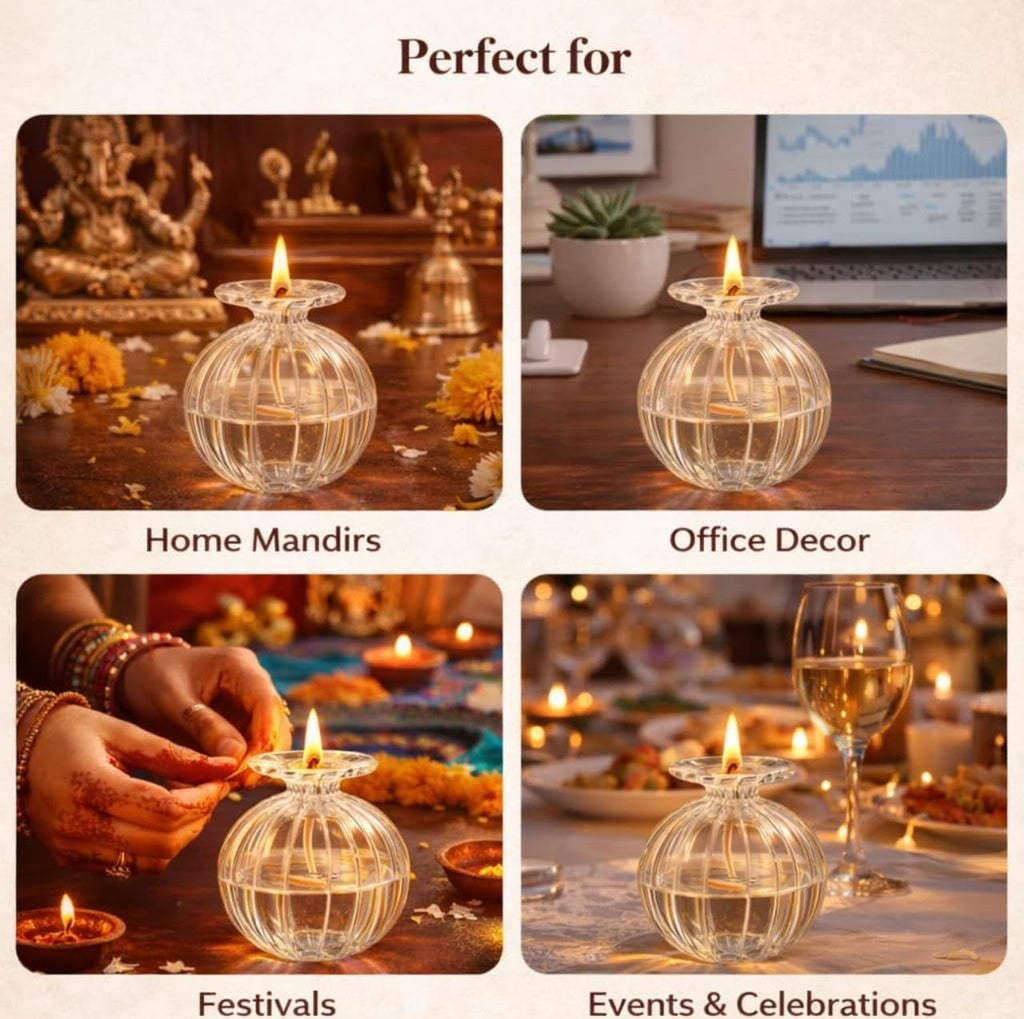 ModakDiya — Glass Oil Lamp