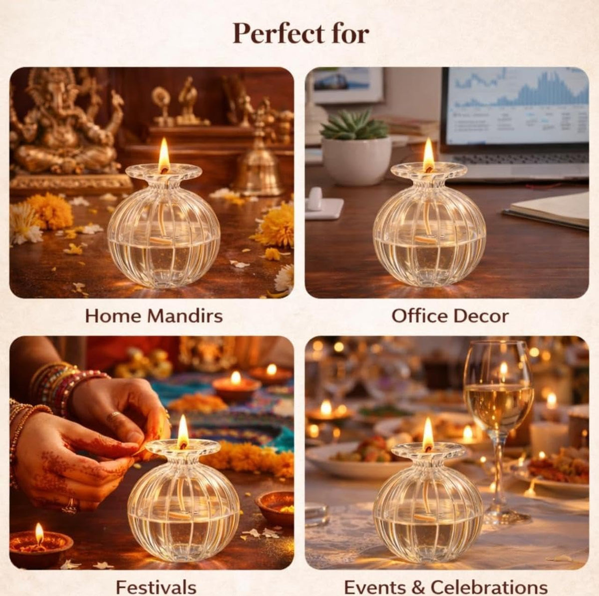 ModakDiya — Glass Oil Lamp