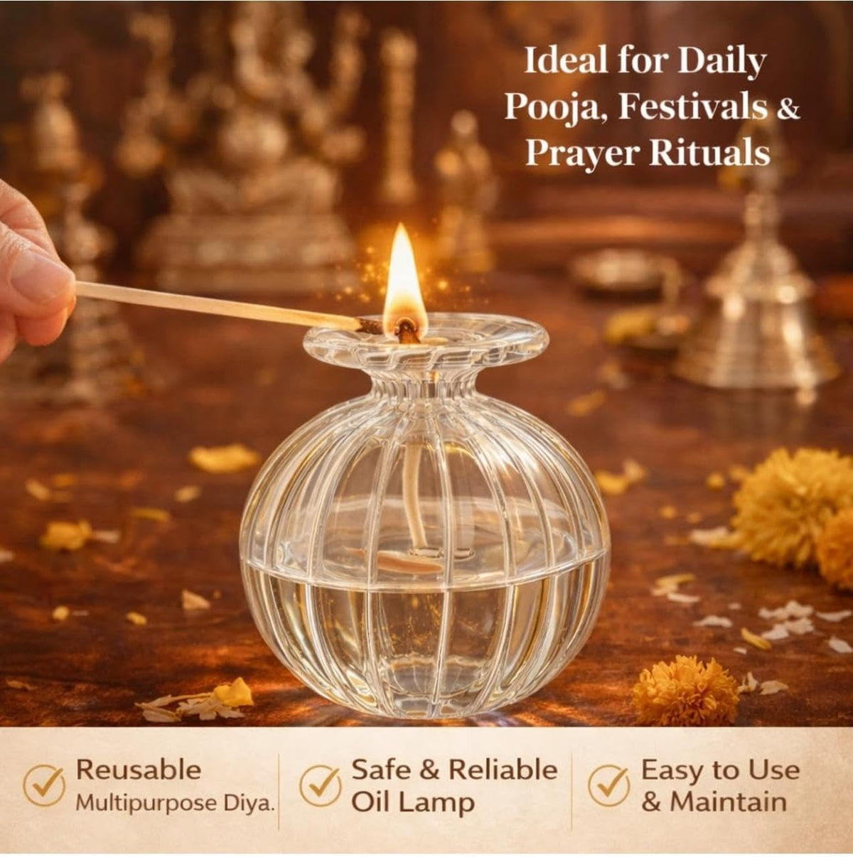 ModakDiya — Glass Oil Lamp