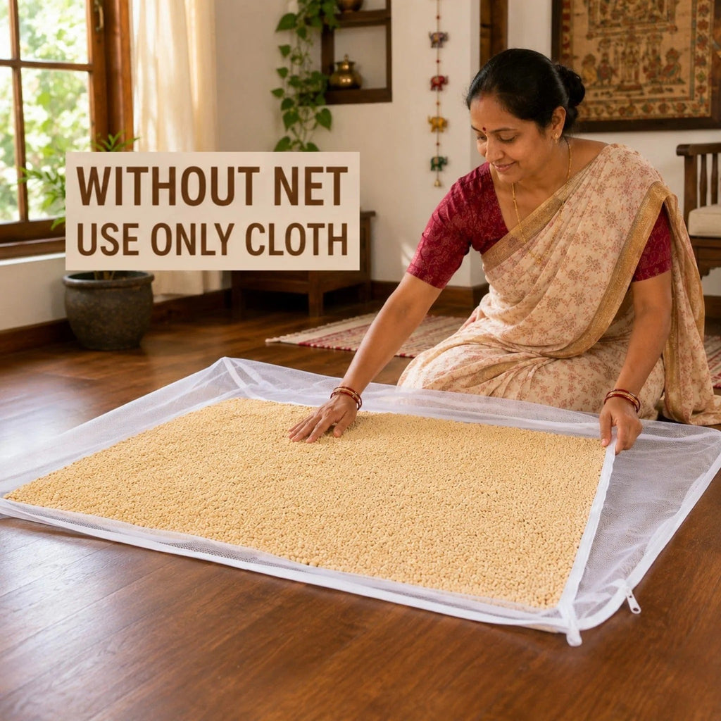 DhoopDry — Cotton Food Drying Net with Mesh Cover