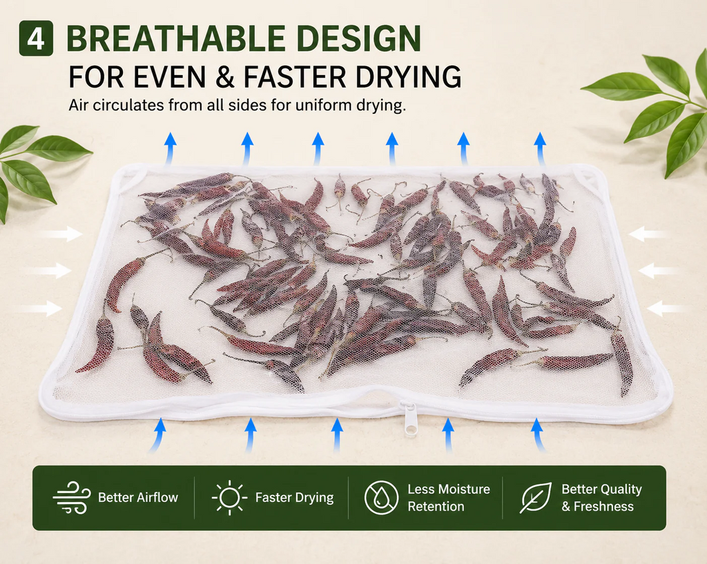 DhoopDry — Cotton Food Drying Net with Mesh Cover