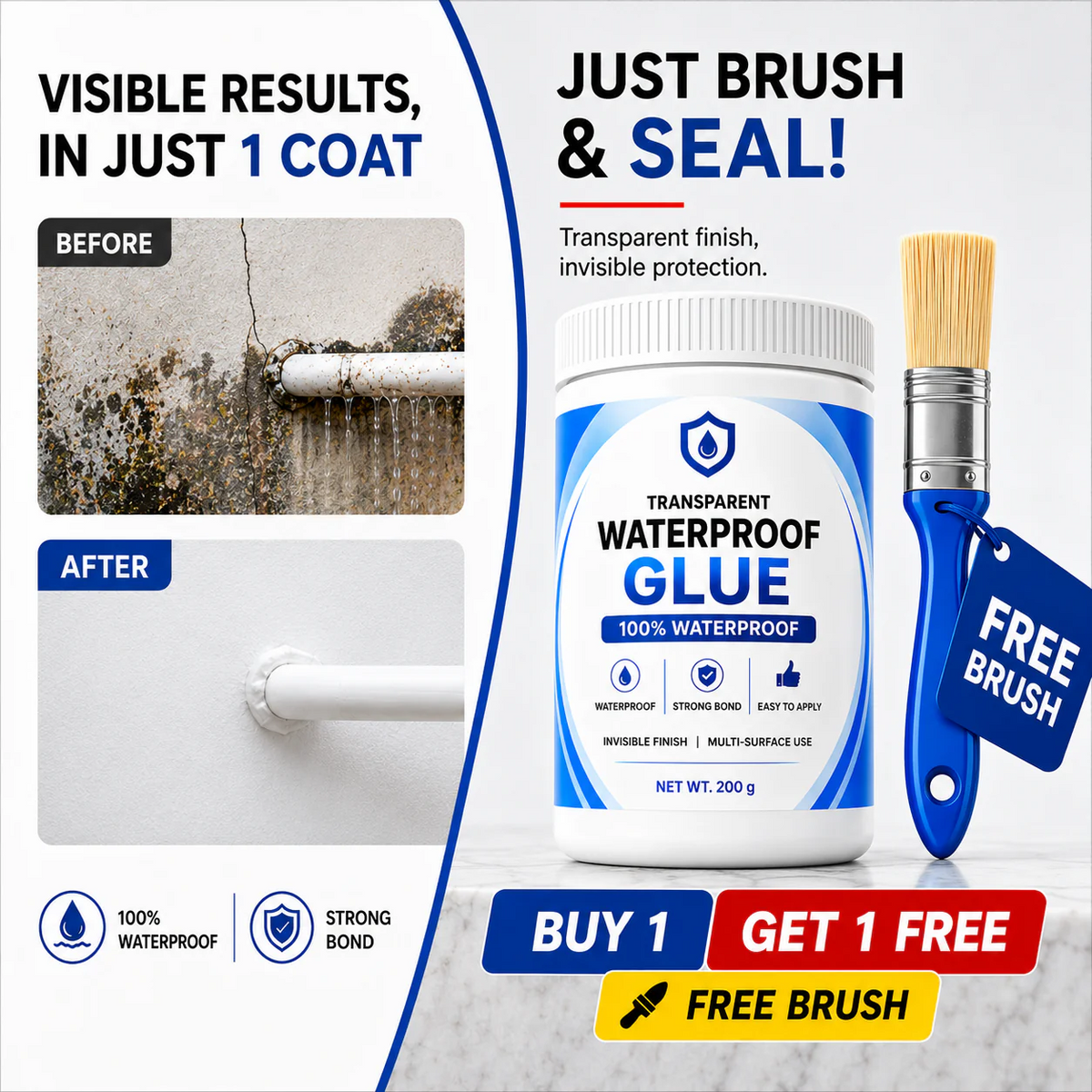 SealBond — Transparent Waterproof Glue, 200 g x 2